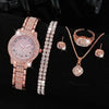Women's Full Diamond Quartz Watch & Jewelry Set | Luxury Fashion Alloy Pointer Dial Wristwatch
